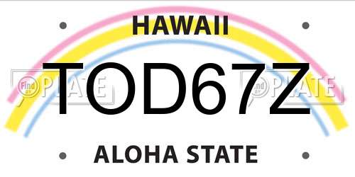 TOD67Z Hawaii License Plate