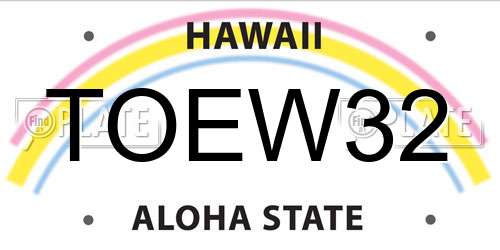 TOEW32 Hawaii License Plate