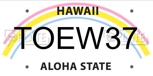 TOEW37 Hawaii License Plate