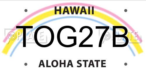 TOG27B Hawaii License Plate