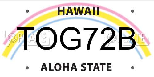 TOG72B Hawaii License Plate