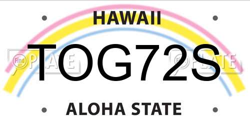 TOG72S Hawaii License Plate