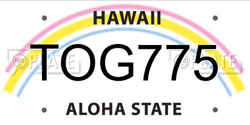 TOG775 Hawaii License Plate