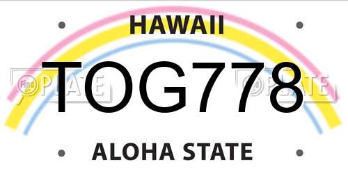 TOG778 Hawaii License Plate