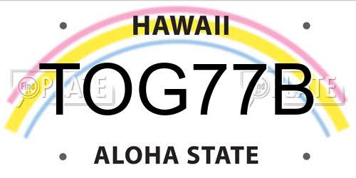 TOG77B Hawaii License Plate