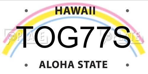 TOG77S Hawaii License Plate