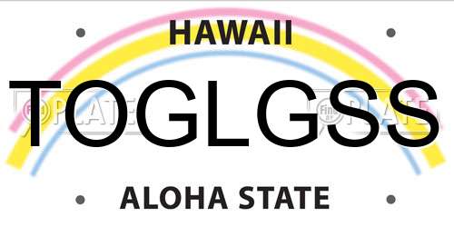 TOGLGSS Hawaii License Plate