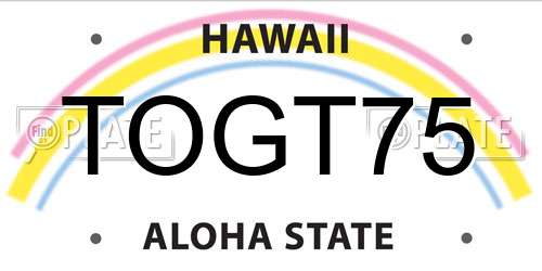 TOGT75 Hawaii License Plate