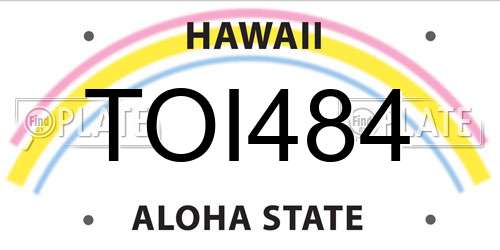 TOI484 Hawaii License Plate