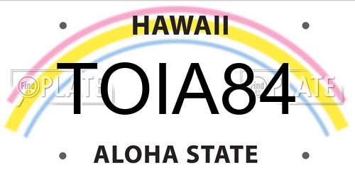 TOIA84 Hawaii License Plate