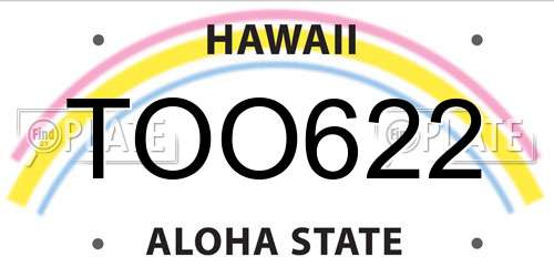 TOO622 Hawaii License Plate