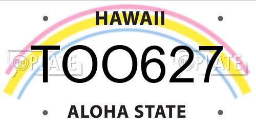 TOO627 Hawaii License Plate