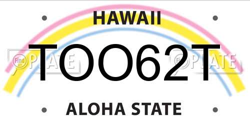 TOO62T Hawaii License Plate