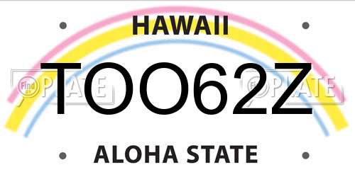 TOO62Z Hawaii License Plate