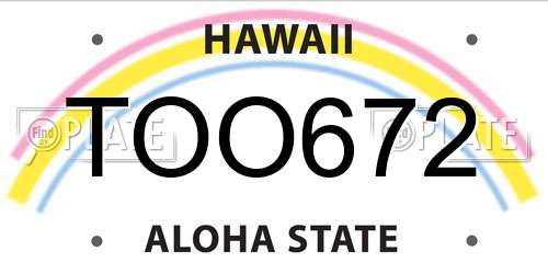 TOO672 Hawaii License Plate