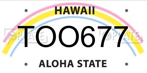 TOO677 Hawaii License Plate