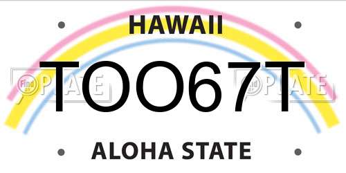 TOO67T Hawaii License Plate