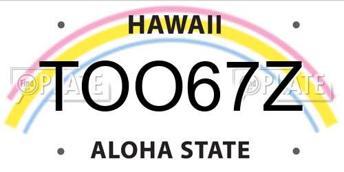 TOO67Z Hawaii License Plate
