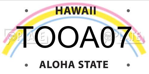 TOOA07 Hawaii License Plate