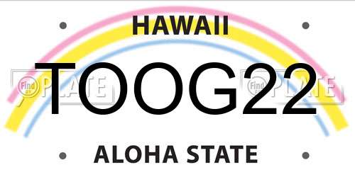 TOOG22 Hawaii License Plate