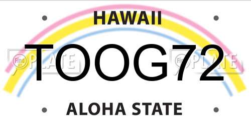TOOG72 Hawaii License Plate