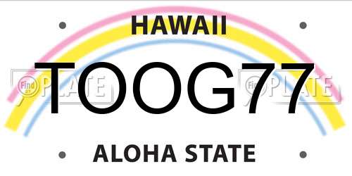 TOOG77 Hawaii License Plate
