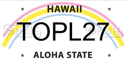 TOPL27 Hawaii License Plate