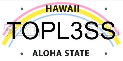 TOPL3SS Hawaii License Plate