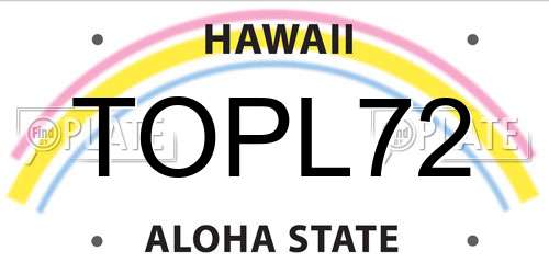 TOPL72 Hawaii License Plate