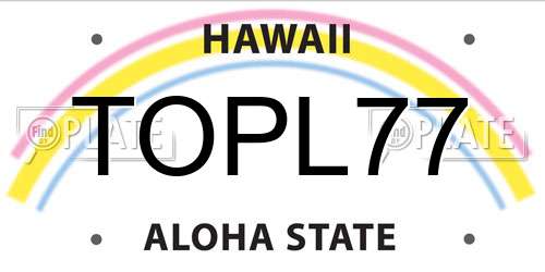 TOPL77 Hawaii License Plate