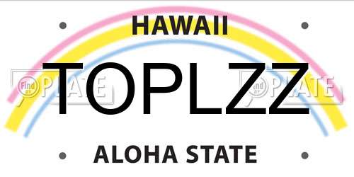 TOPLZZ Hawaii License Plate