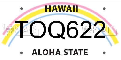 TOQ622 Hawaii License Plate