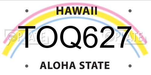 TOQ627 Hawaii License Plate