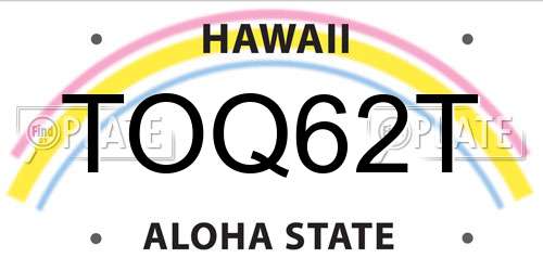 TOQ62T Hawaii License Plate