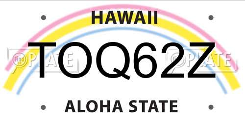 TOQ62Z Hawaii License Plate