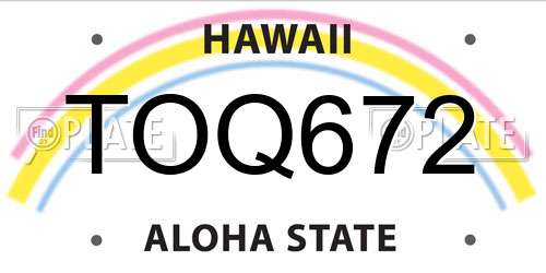 TOQ672 Hawaii License Plate