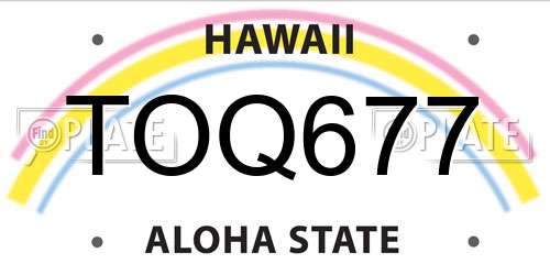 TOQ677 Hawaii License Plate