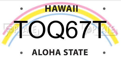 TOQ67T Hawaii License Plate