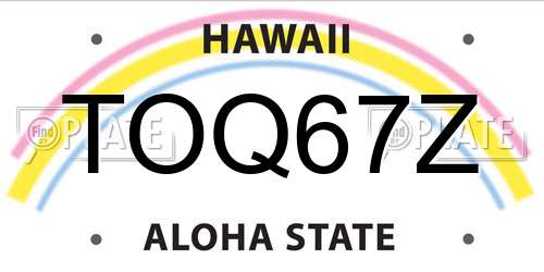 TOQ67Z Hawaii License Plate