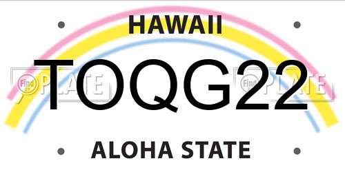 TOQG22 Hawaii License Plate