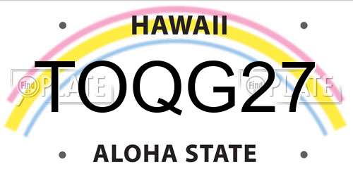TOQG27 Hawaii License Plate
