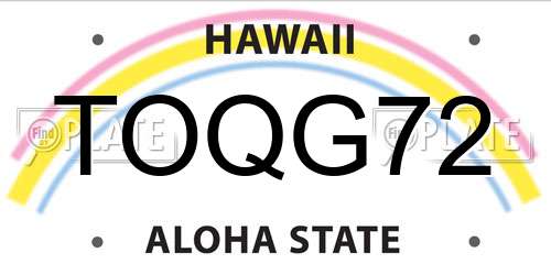 TOQG72 Hawaii License Plate