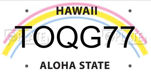 TOQG77 Hawaii License Plate