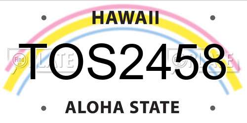 TOS2458 Hawaii License Plate