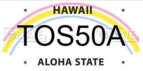 TOS50A Hawaii License Plate
