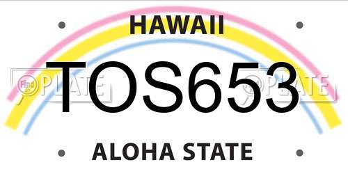 TOS653 Hawaii License Plate