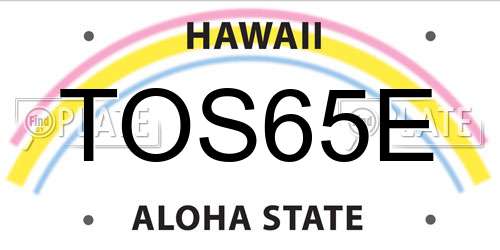 TOS65E Hawaii License Plate