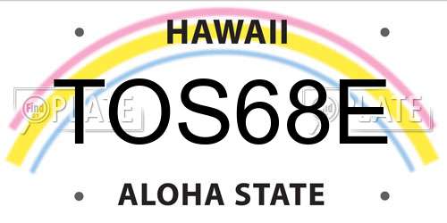 TOS68E Hawaii License Plate