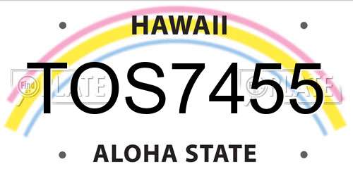 TOS7455 Hawaii License Plate