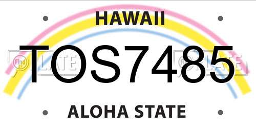 TOS7485 Hawaii License Plate